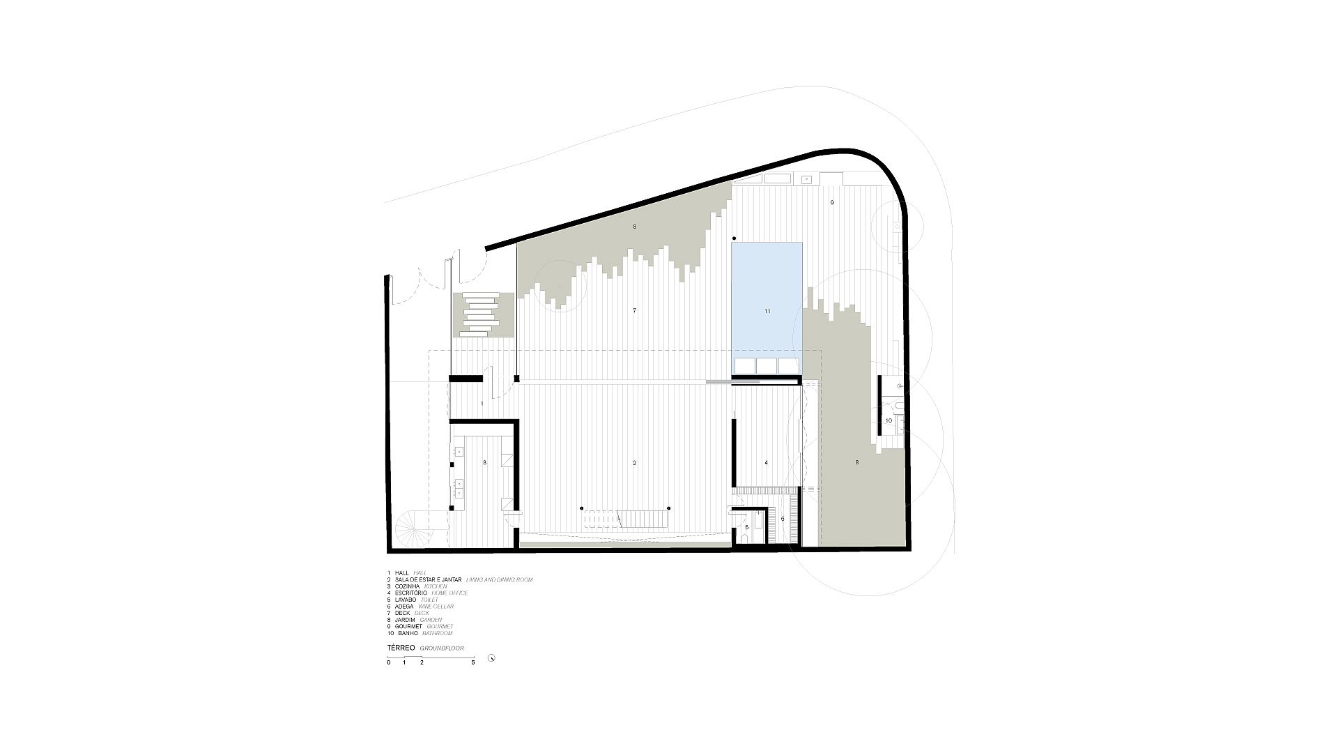 Ground level floor plan of the JZL House