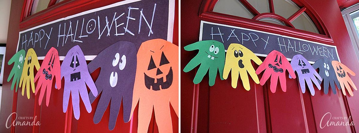 Halloween Handprint Ghoul Banner DIY Idea