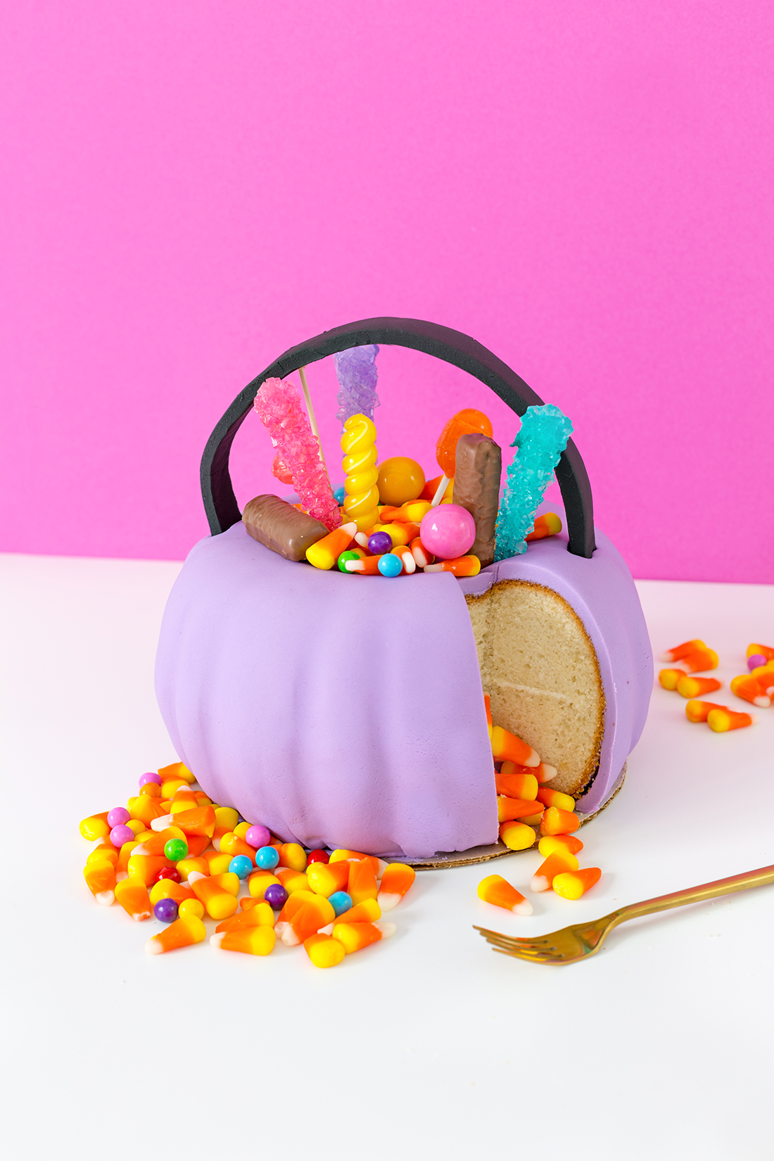 Halloween candy pail cake