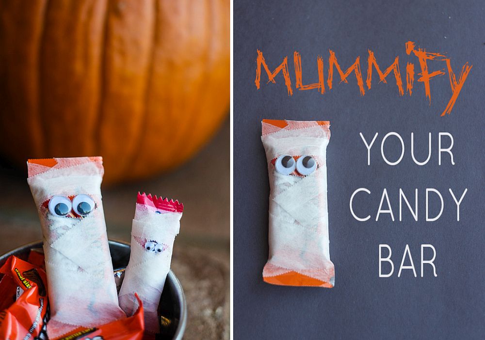 Halloween easy mummy candy bars