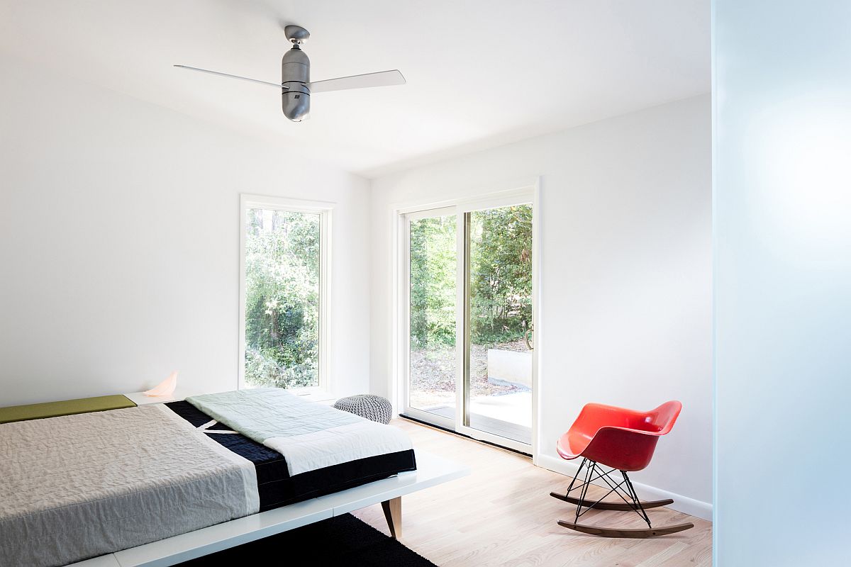 Modern bedroom in white filled with ample natural light