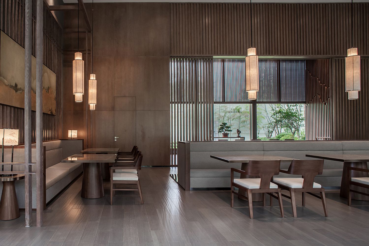 Natural materials give the interior a more serene vibe