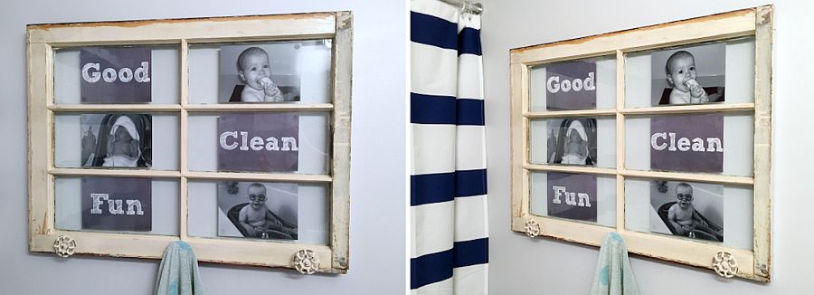 Old-window-turned-into-a-lovely-towel-holder-with-personal-photographs