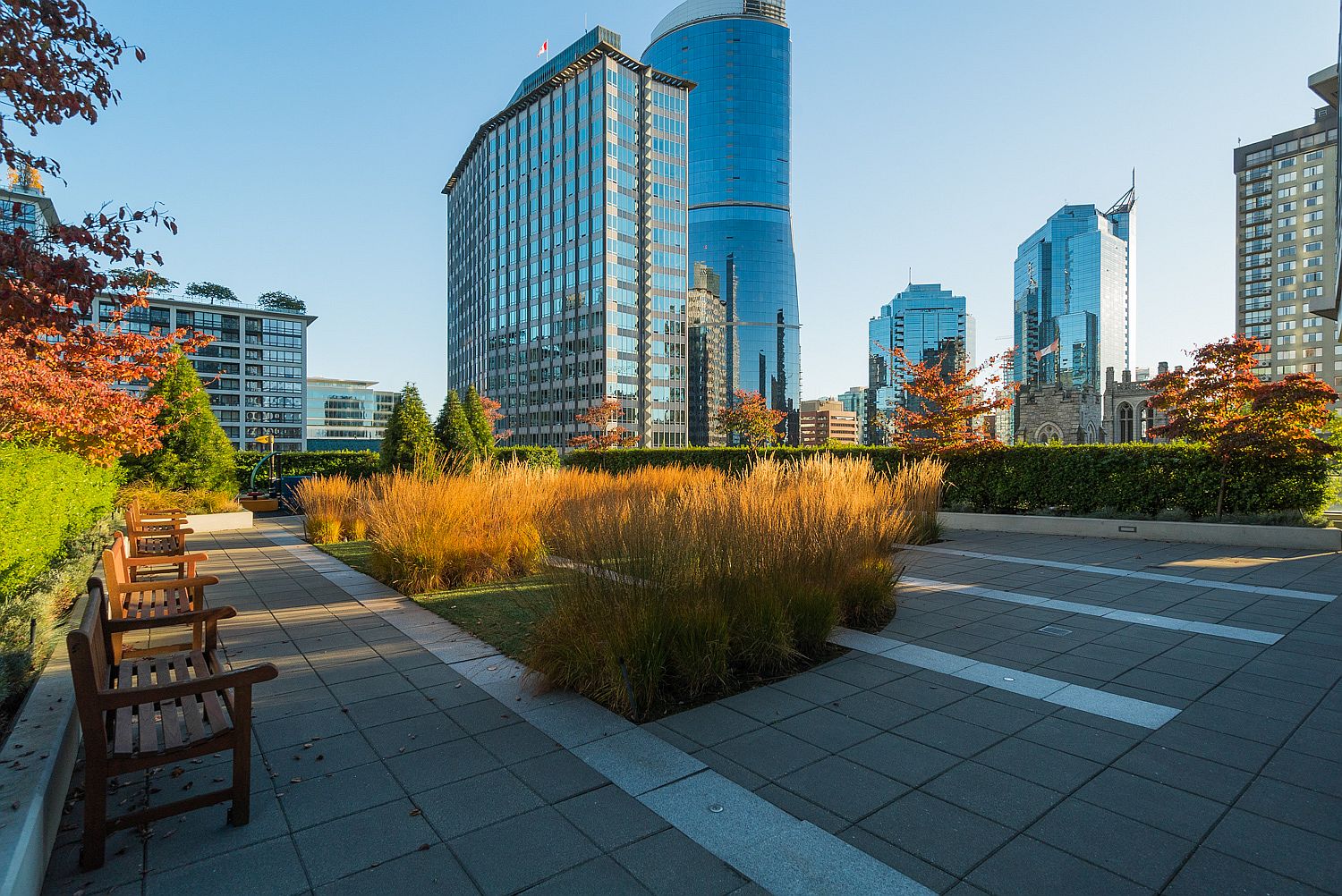 Outdoor patio area at the modern Vancouver high-rise