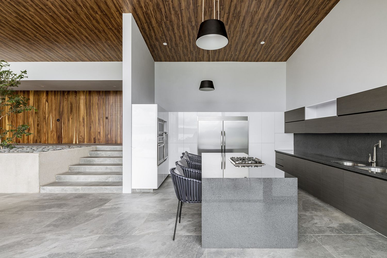 Polished kitchen of the home in stone