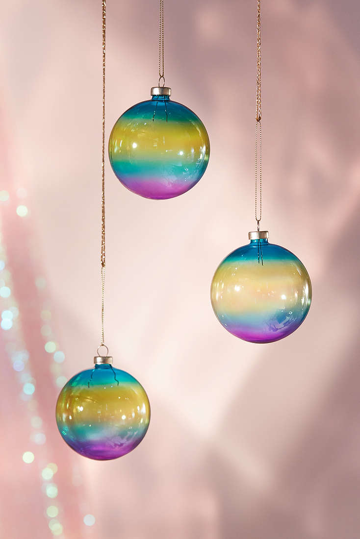 Rainbow iridescent ball ornaments