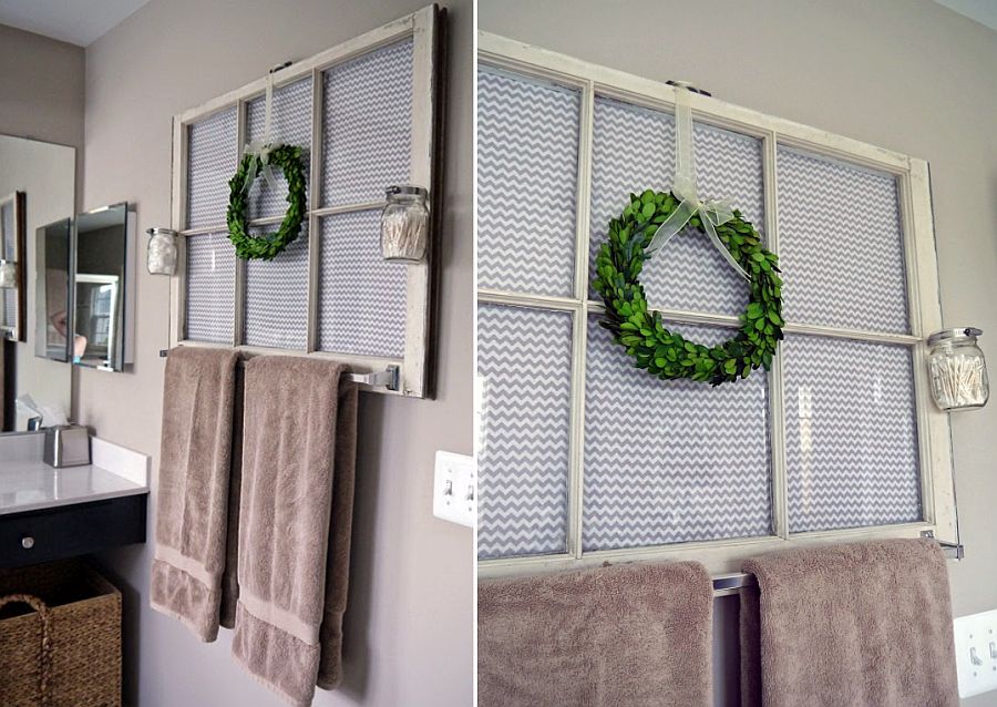 Reclaimed-window-frame-transformed-into-a-cool-towel-holder