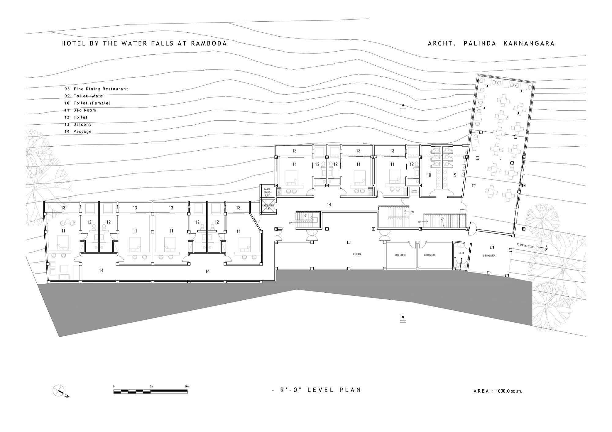 Restaurant level floor plan of Hotel by the Water Falls at Ramboda