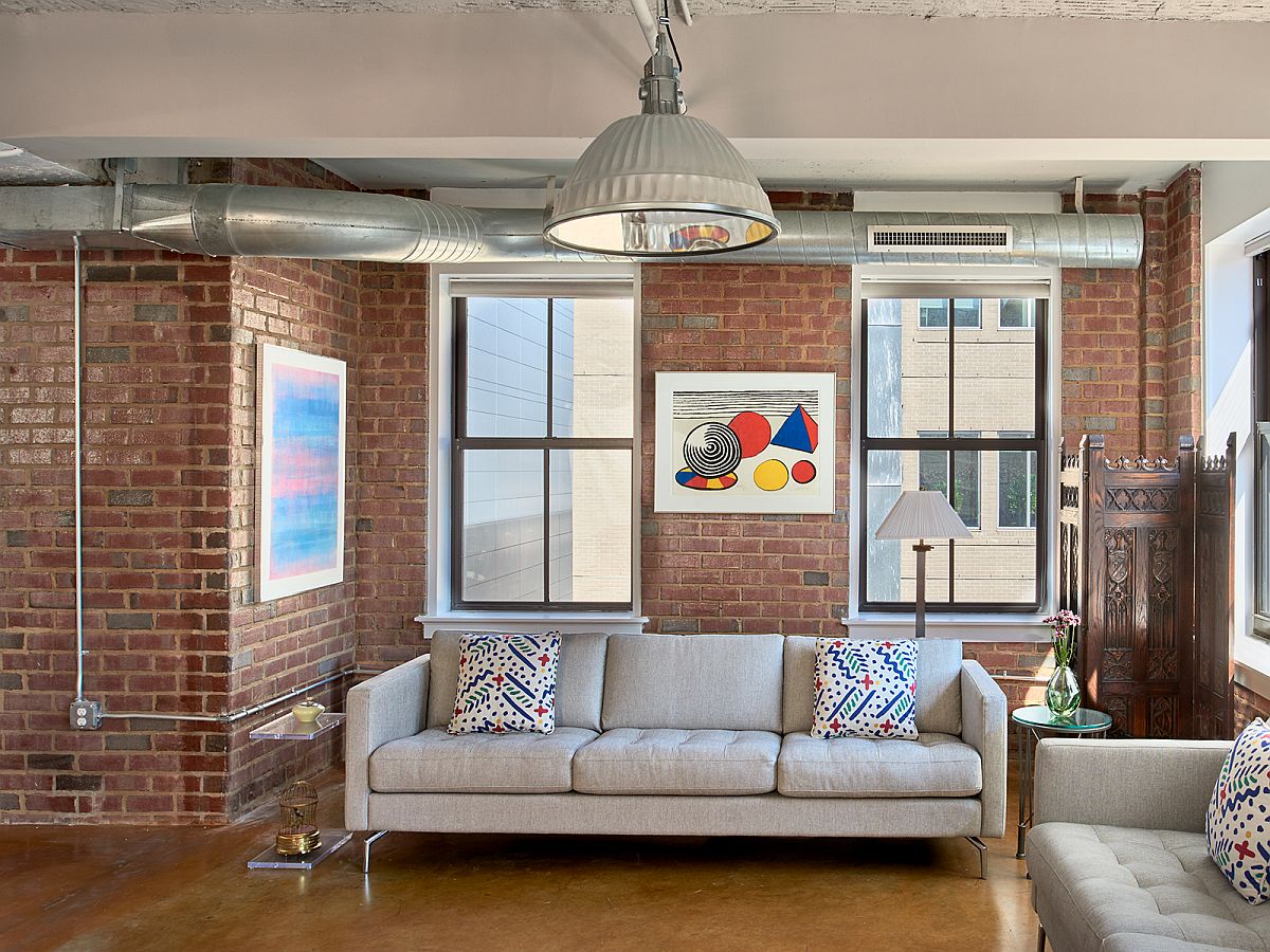 Industrial Apartment in Iconic Mather Studios Gets a Colorful, Modern Upgrade