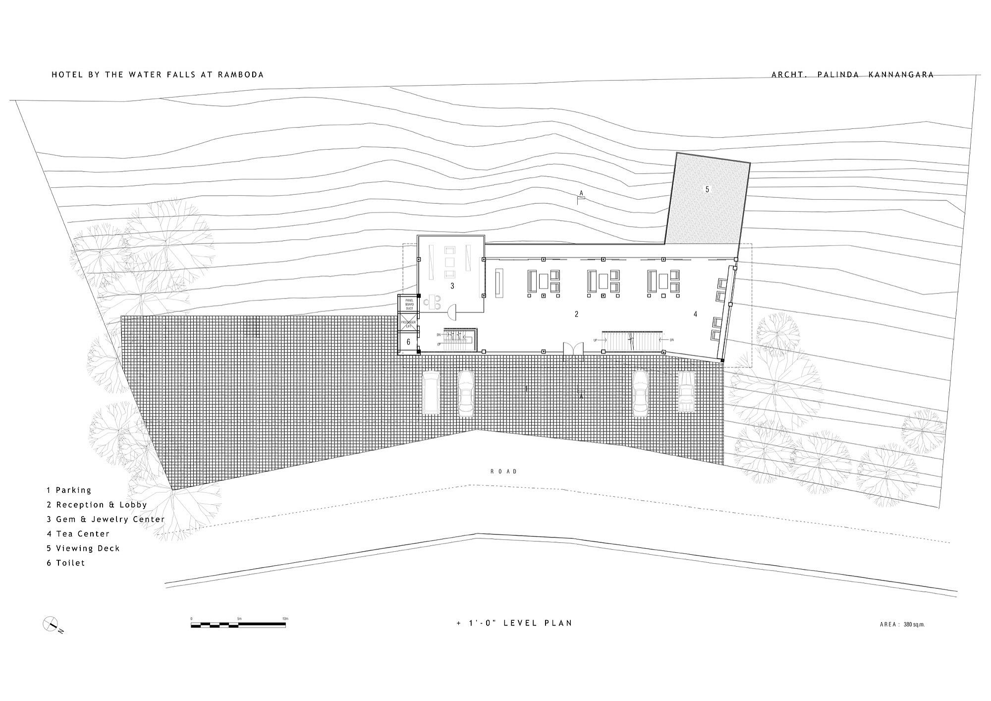 Road level floor plan of the hotel