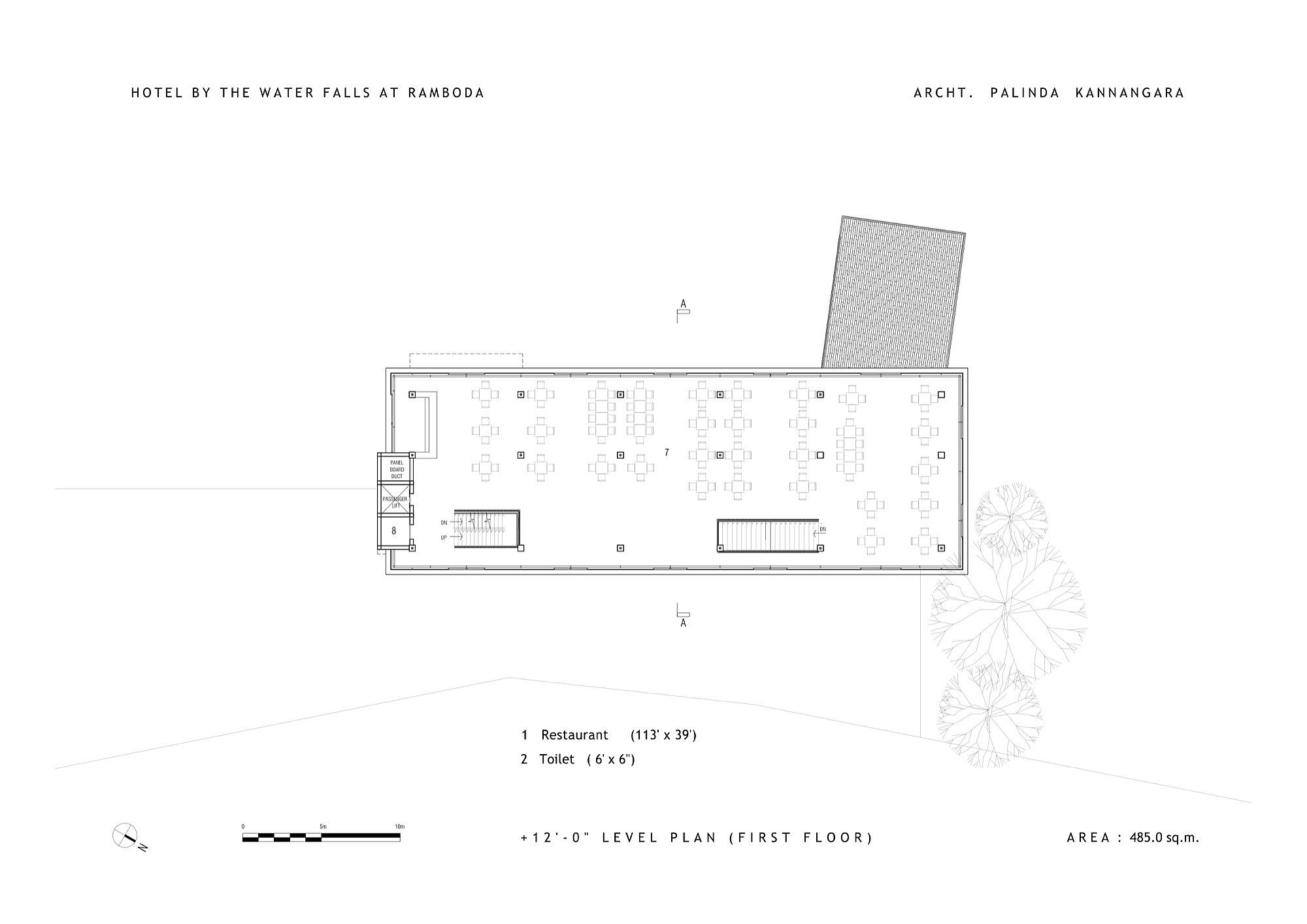 Second level floor plan of the Hotel by the Water Falls