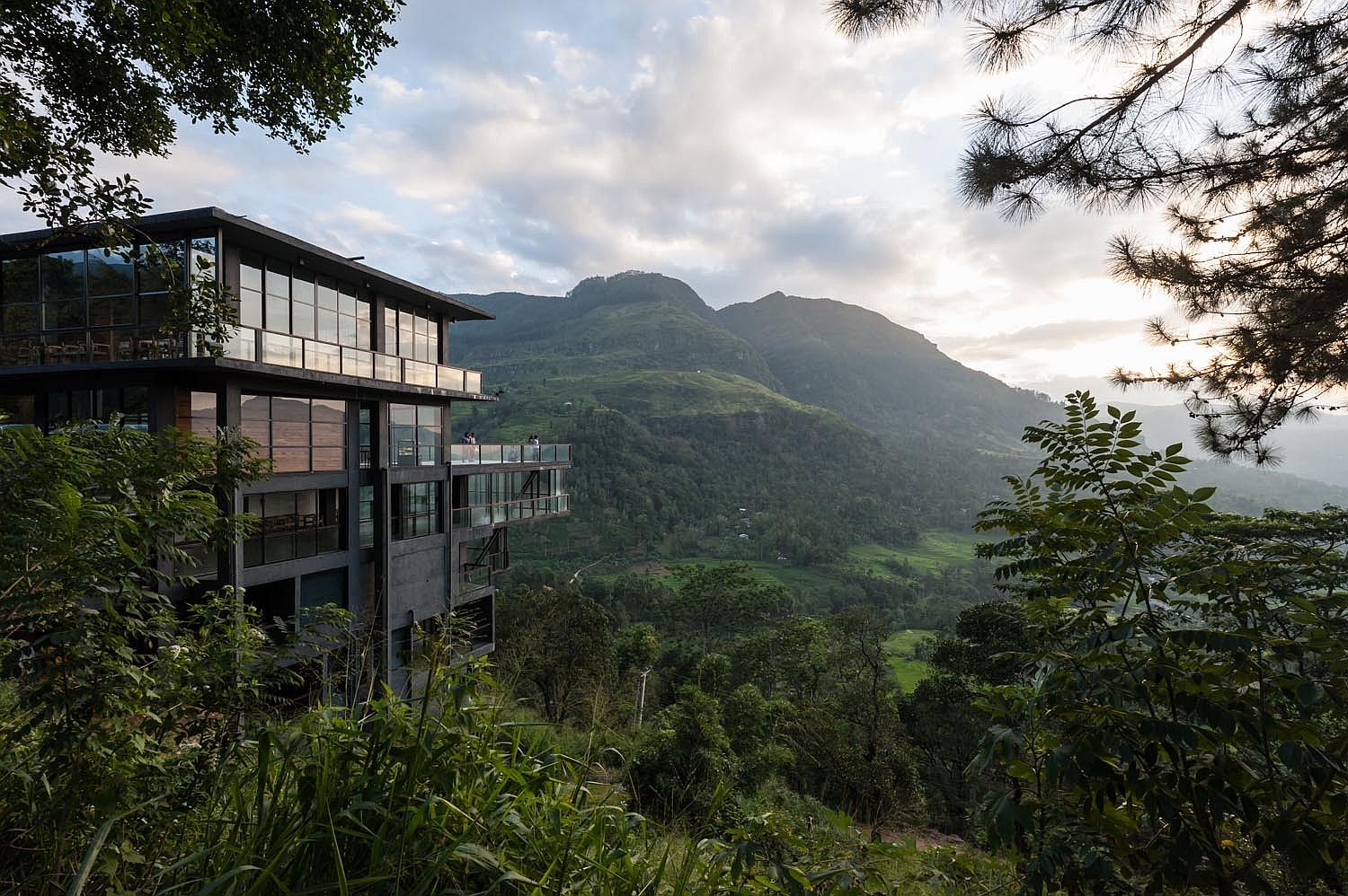 Stunning 6-story hotel building blends into the majestic landscape of Ramboda