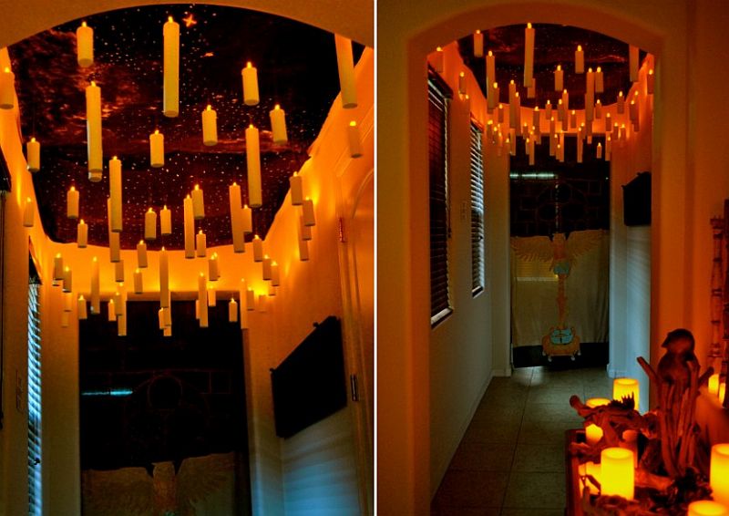 Take decorating inspiration from Harry Potter with floating candles for the ceiling