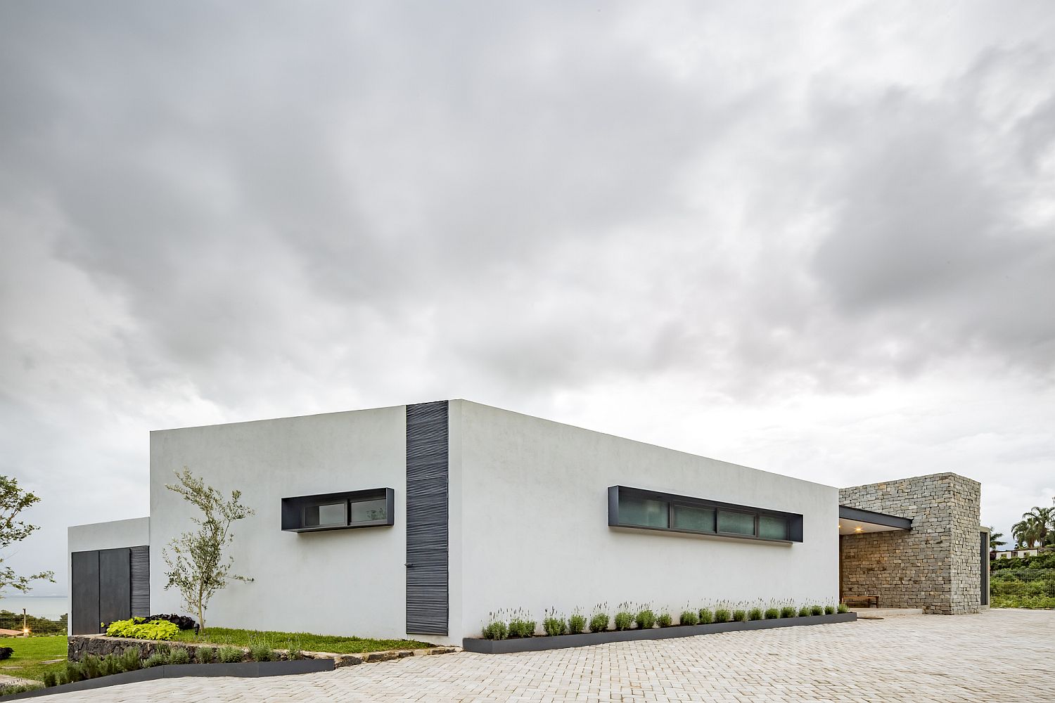 Unassuming street facade of the Lake House in Mexico