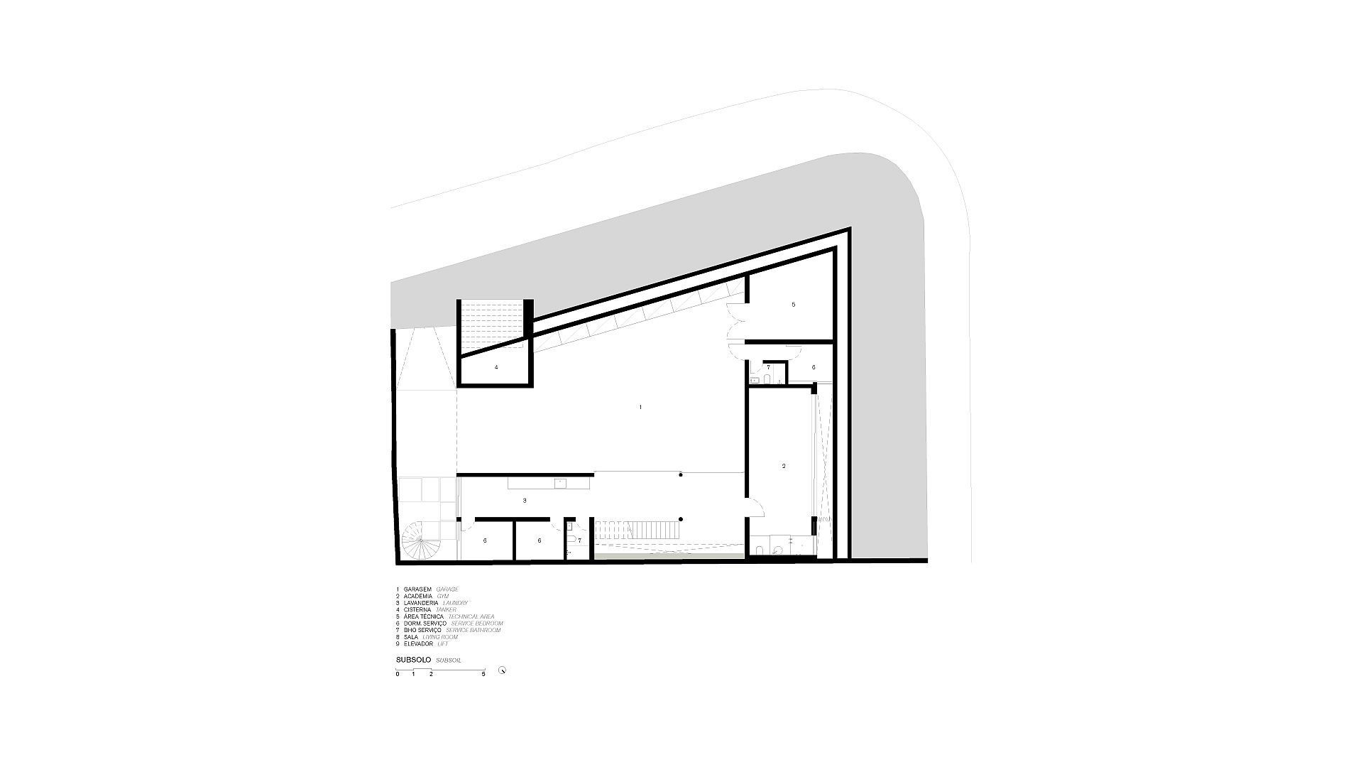 Underground level floor plan of JZL House