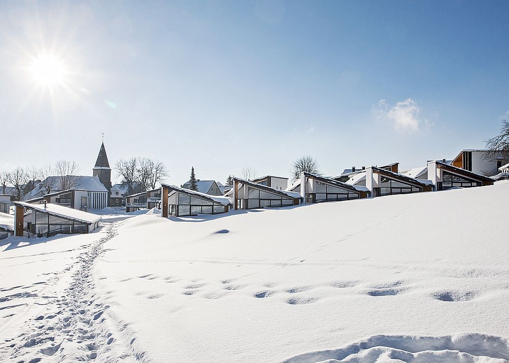 Beautifully design modern villas blend into the backdrop