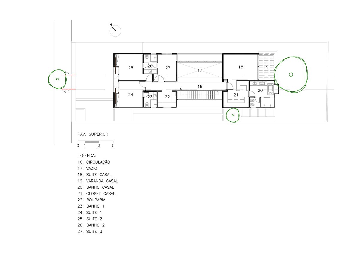 Bedroom level floor plan of Vila Nova Residence