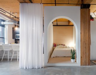 Box-Style Bedroom and White Drapes Steals the Show inside This Apartment