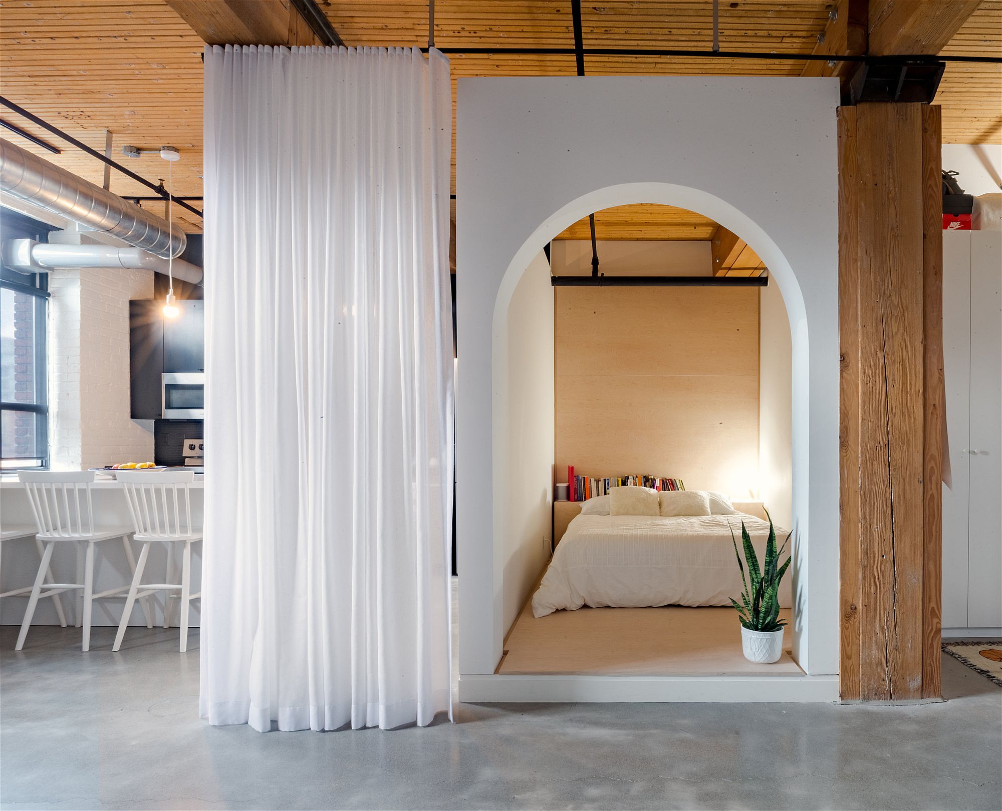 BoxStyle Bedroom and White Drapes Steals the Show inside This