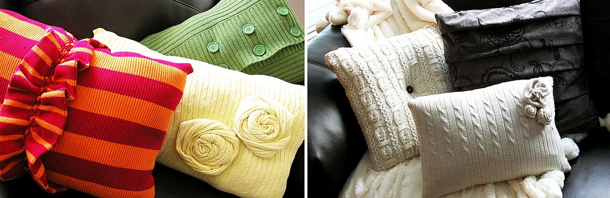 Comfortable DIY Sweater Pillows are perfect for winter