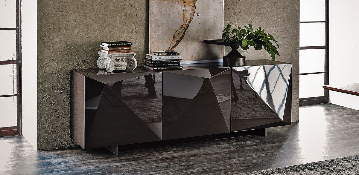 Contemporary sideboard brings in plenty of geometric contrast