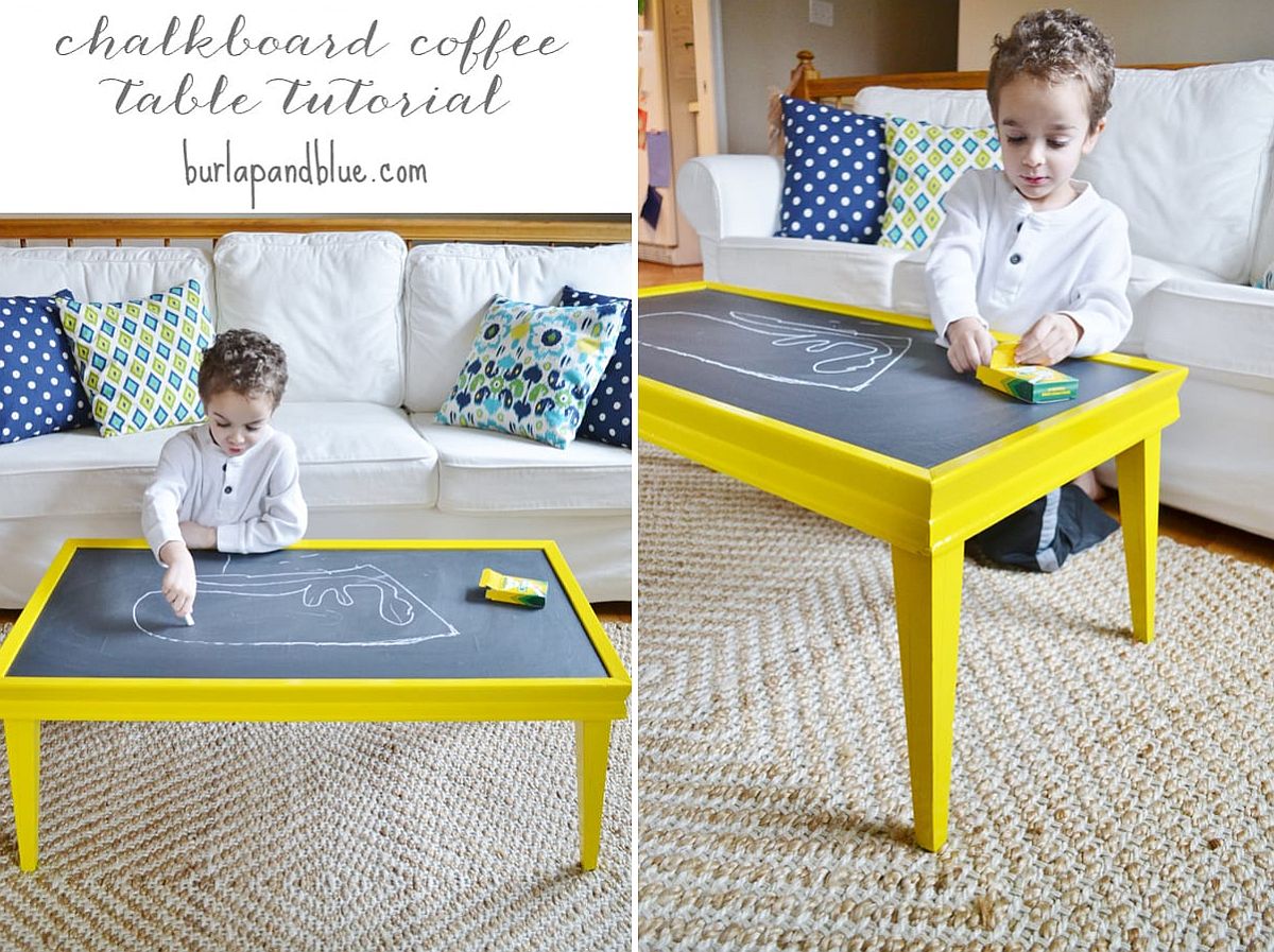 DIY Chalkboard coffee table for an interactive living room!