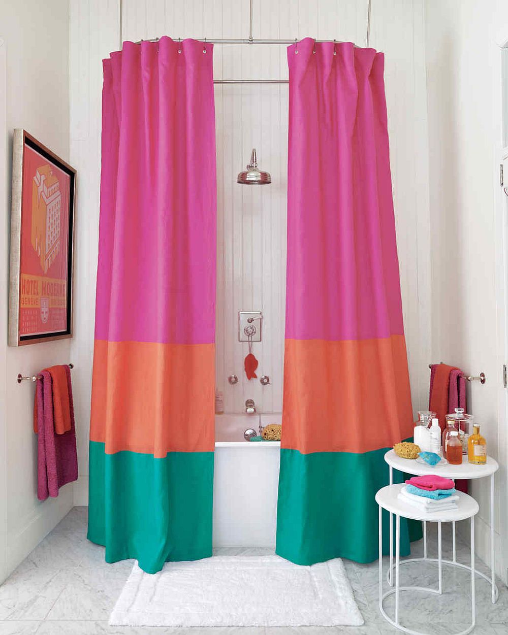 DIY Color-Block Shower Curtain