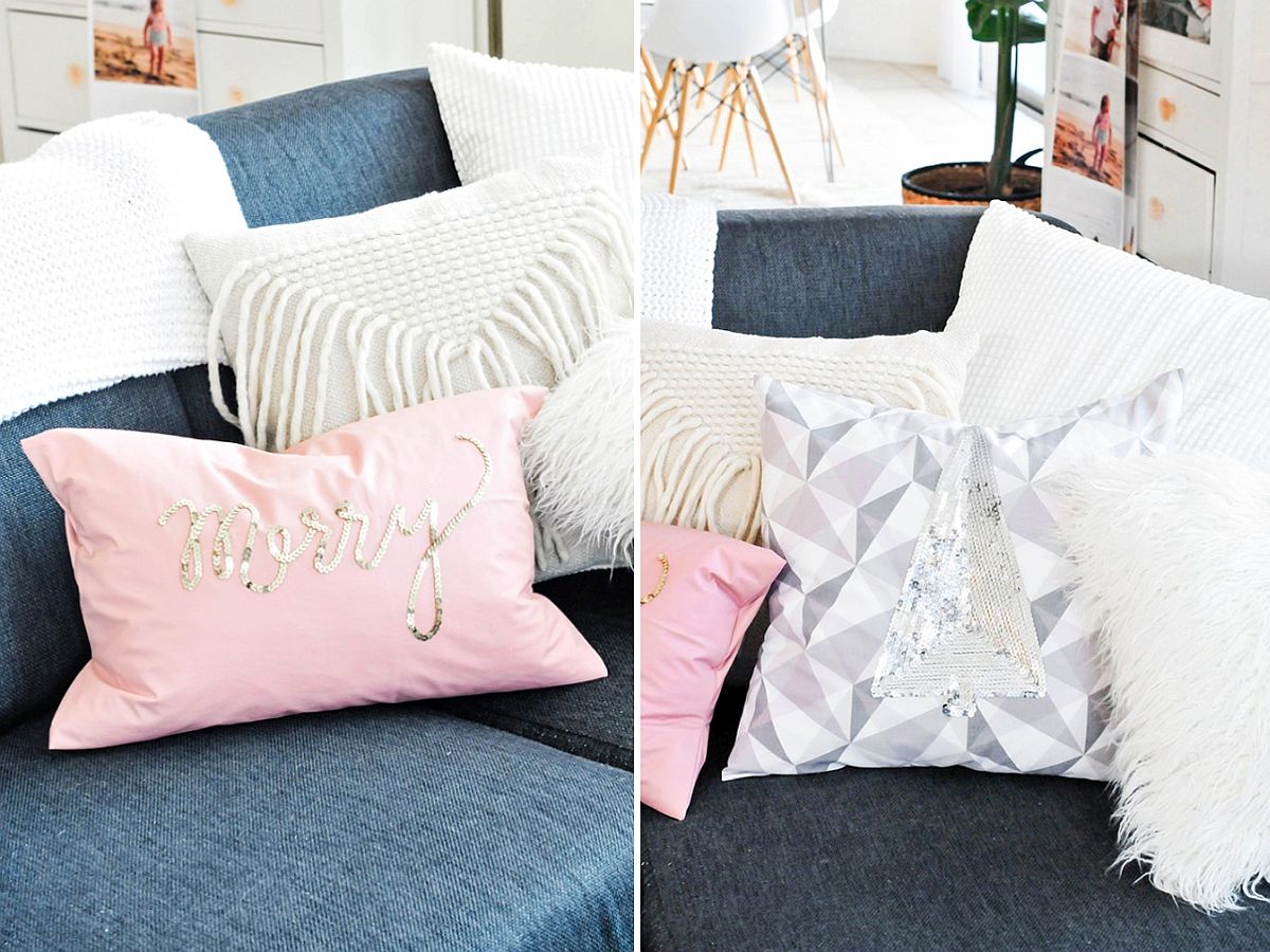 DIY Holiday Sequin Pillow