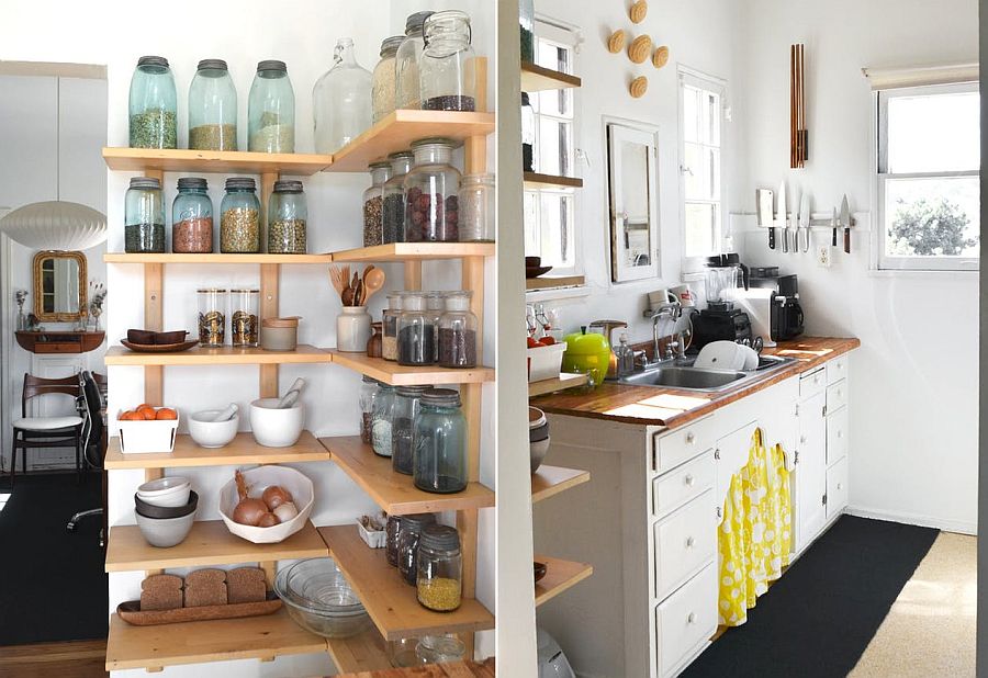 DIY Kitchen corner shelving idea