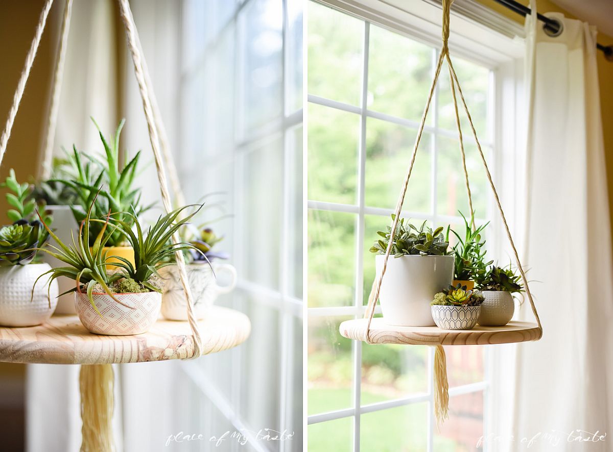 DIY round floating shelf crafted from wood