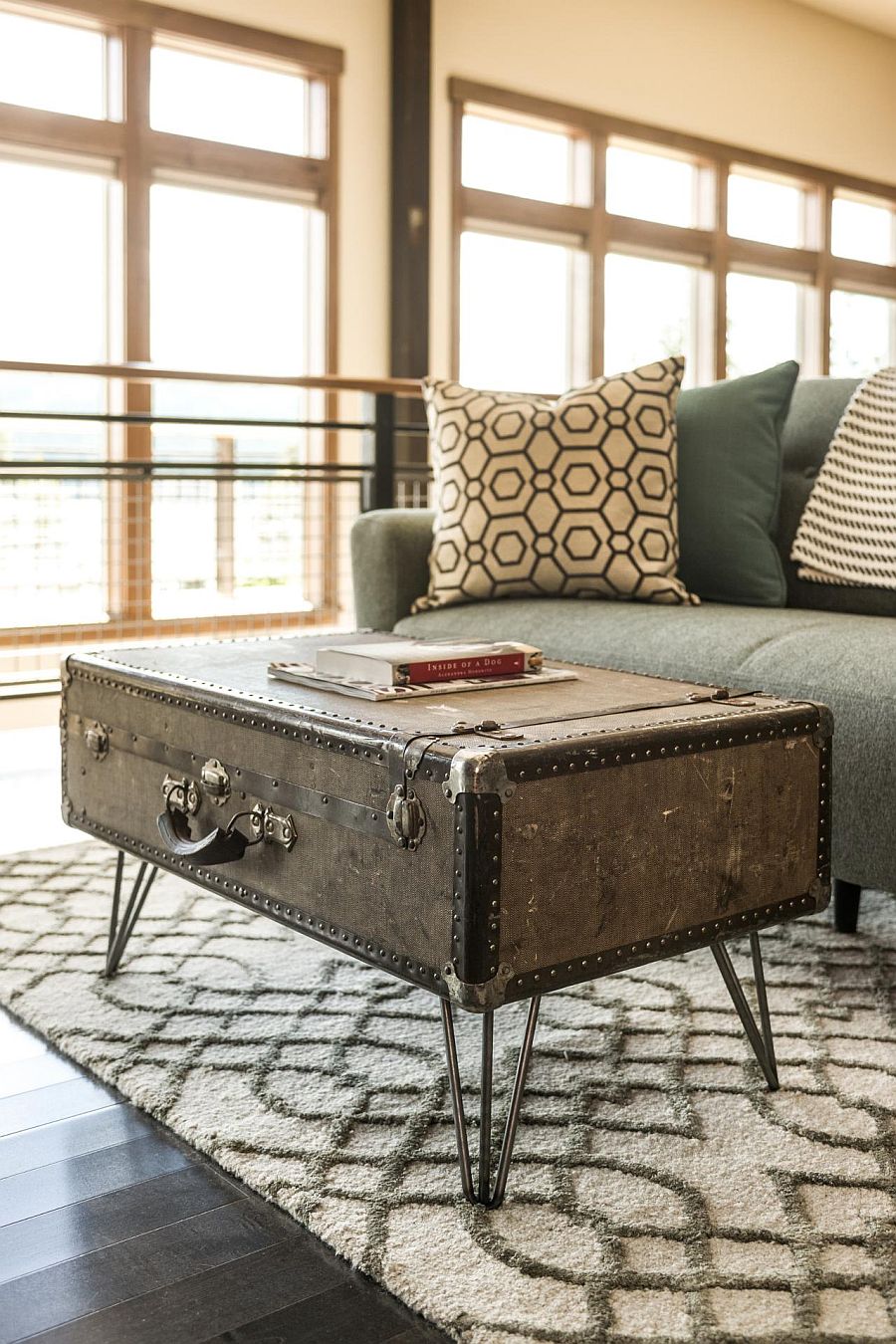 DIY upcycled suitcase coffee table