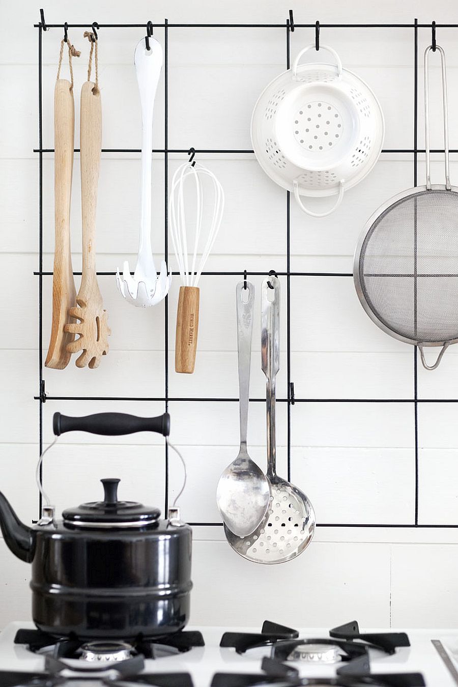 DIY wire utensil rack idea for the small kitchen