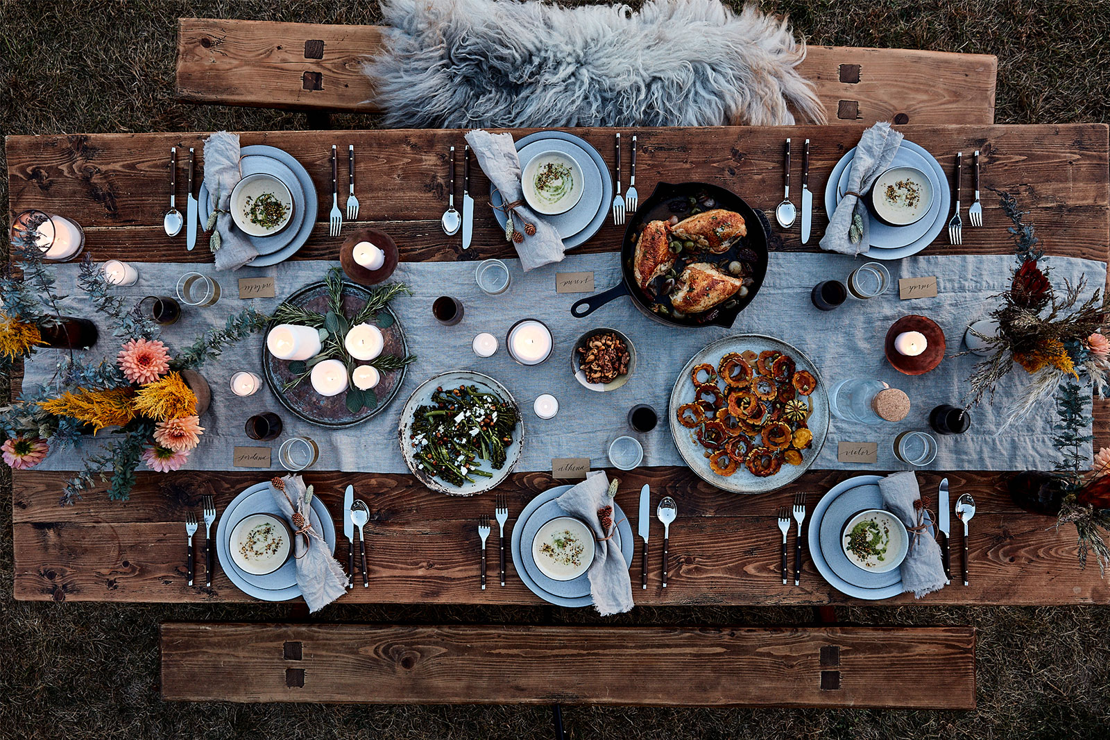 Decadent outdoor fall meal