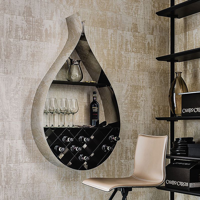 Drop wall-mounted wine rack and bookshelf