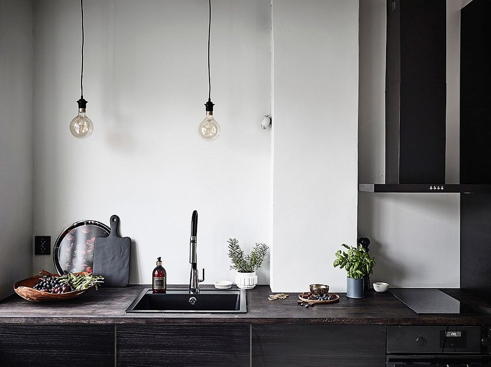 Edison bulb lighting for the kitchen counter