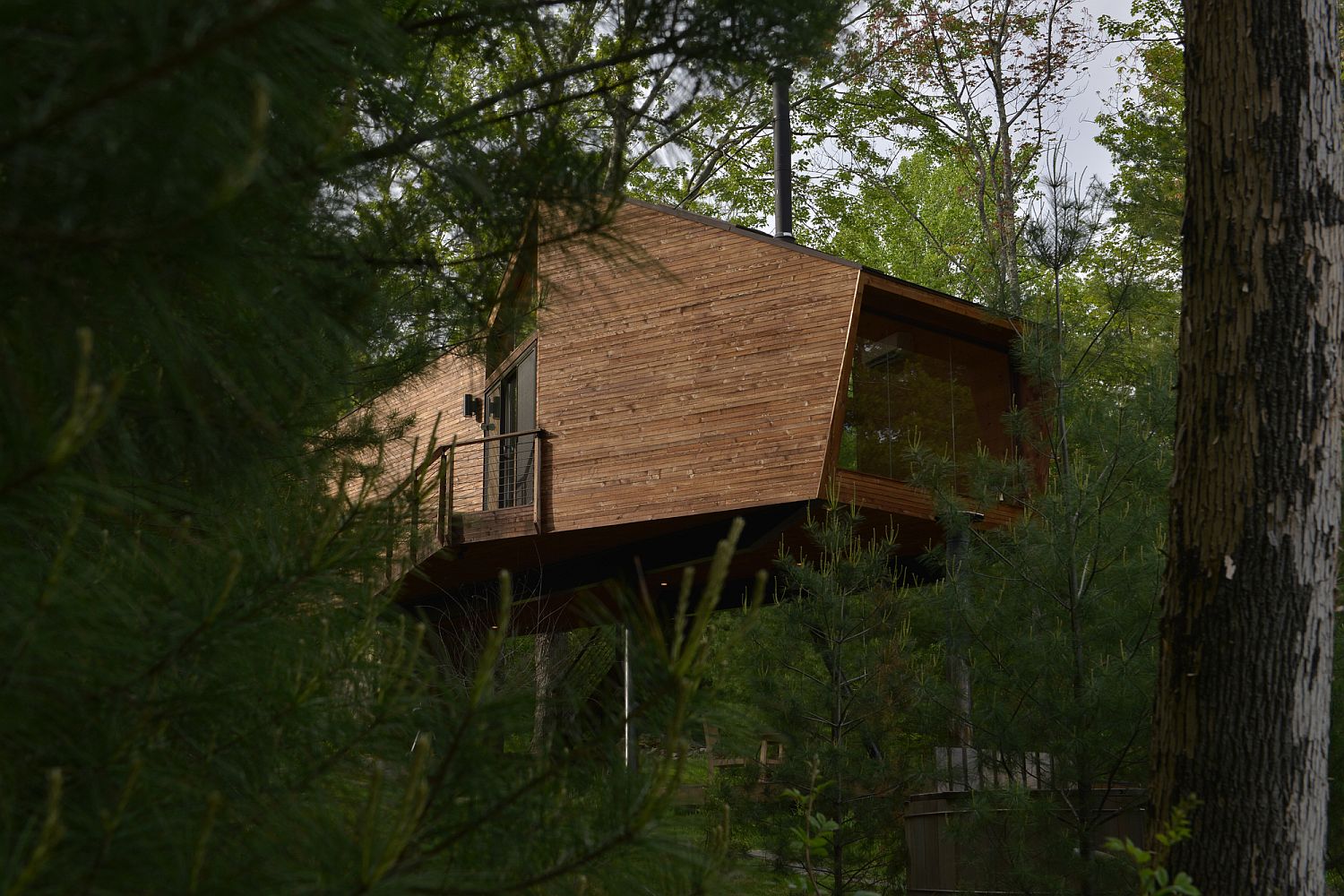 Elevated level of the cabin offers lovely views of the lush green scenery and beyond