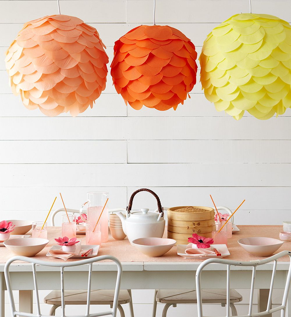 Gorgeous DIY paper lantern bring color to the dining space