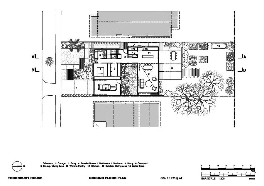 Ground floor plan of Thornbury House