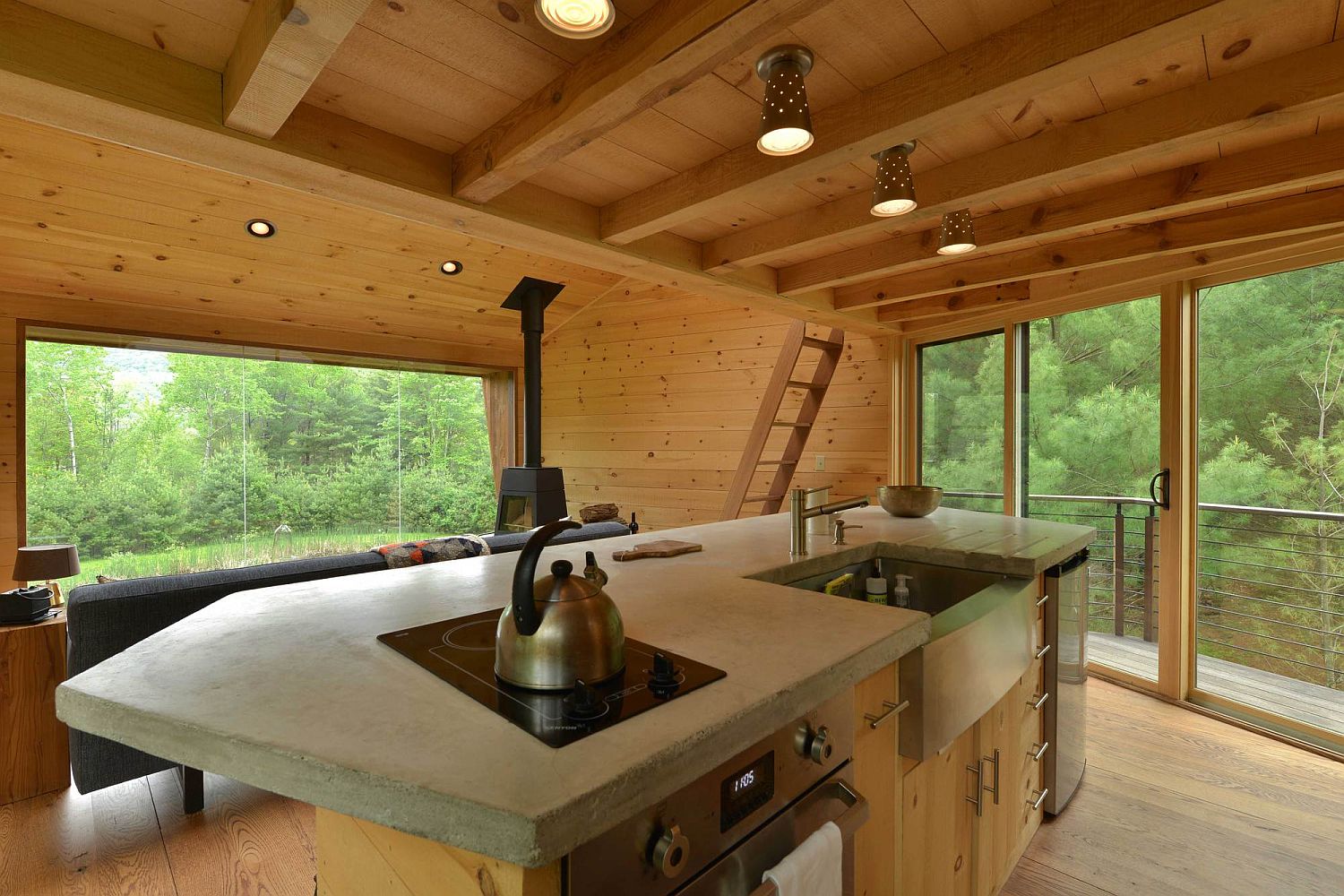 Kitchen and lounge area of the treehouse