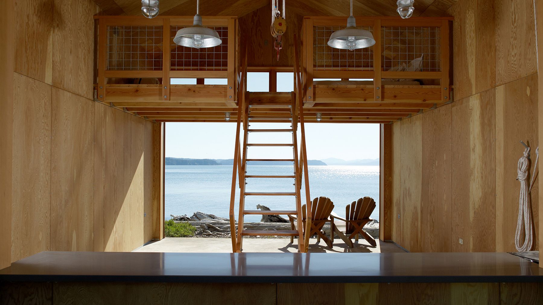 Ladder that slides down from the attic bedroom can be retracted with ease