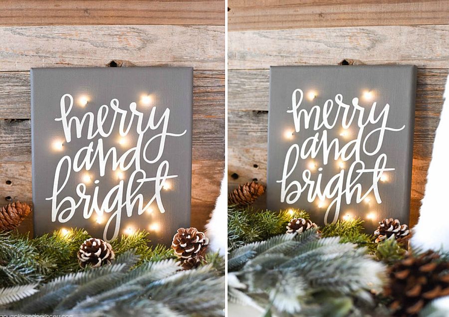 Merry and Bright DIY Twinkle Light Canvas