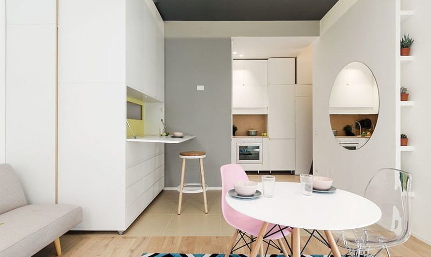 This 30 Square Meter Micro-Apartment has a Moving, Multi-Functional Wall