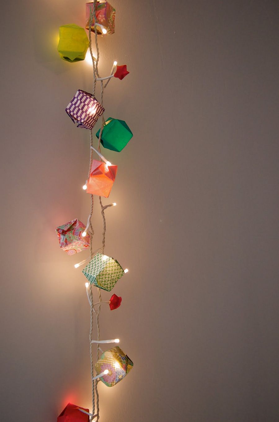 Origami garland with string lights