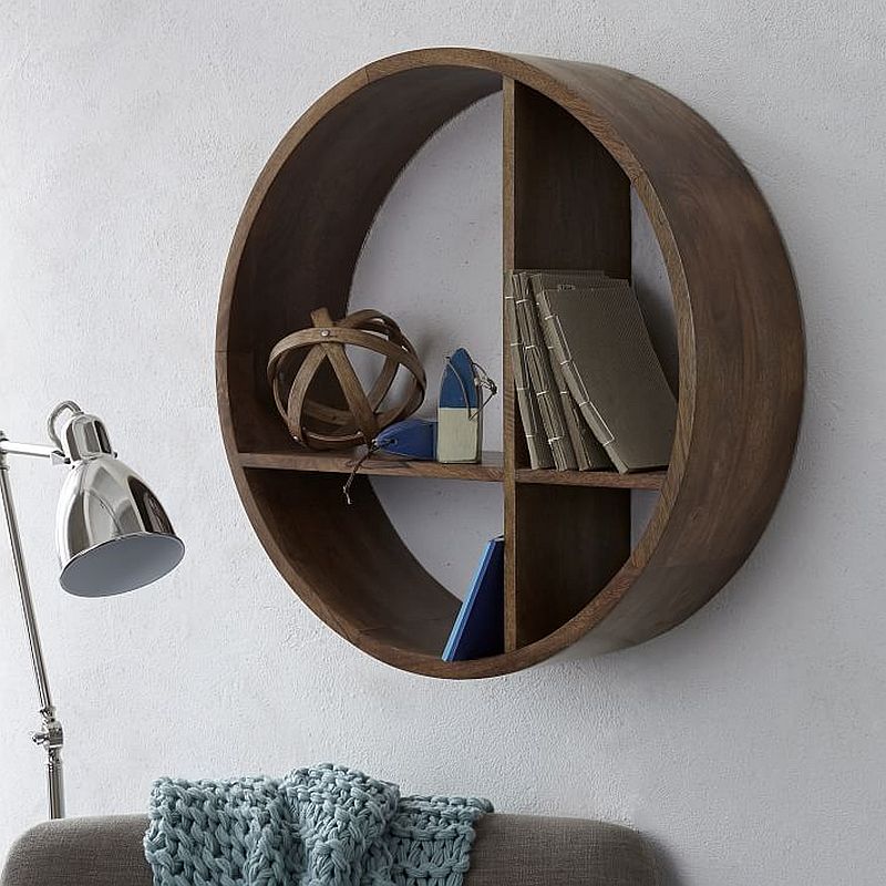 Round wooden Shape Wall Shelf