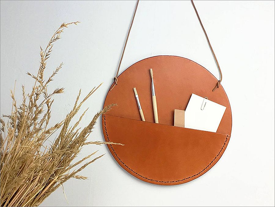 Stylish and sleek leather wall pockets