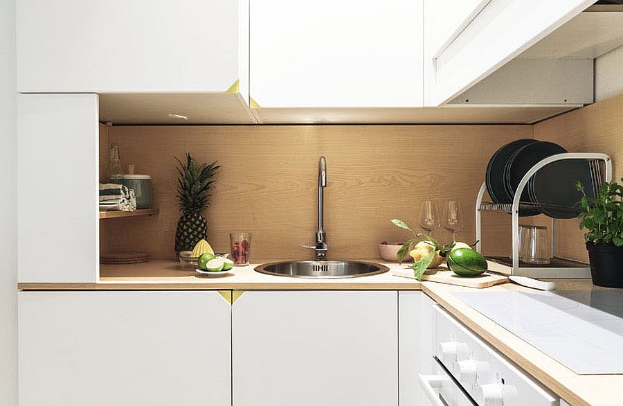 Tiny kitchen idea in white for the modern micro apartment