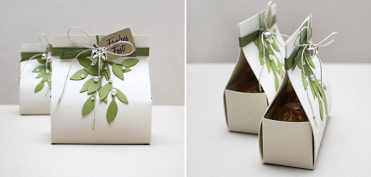 DIY gift bag with leaf decorations