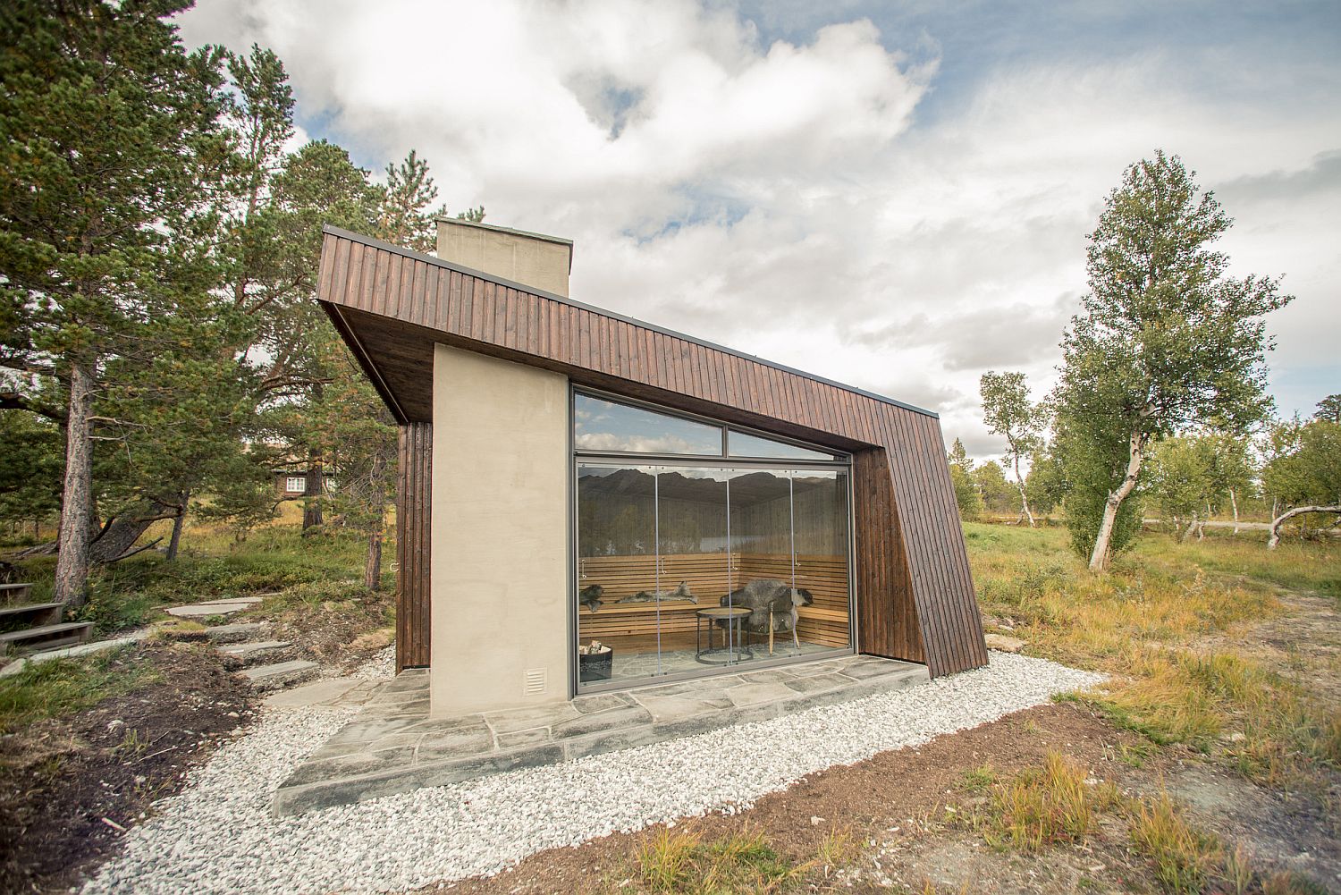 Angled form of the cabin gives it a unique silhouette