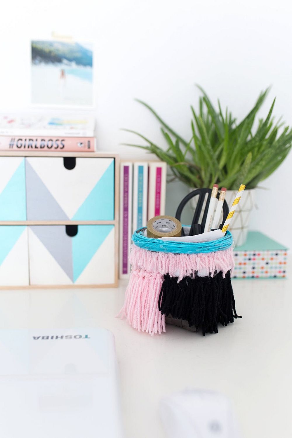 Anthropologie-inspired tasseled basket DIY