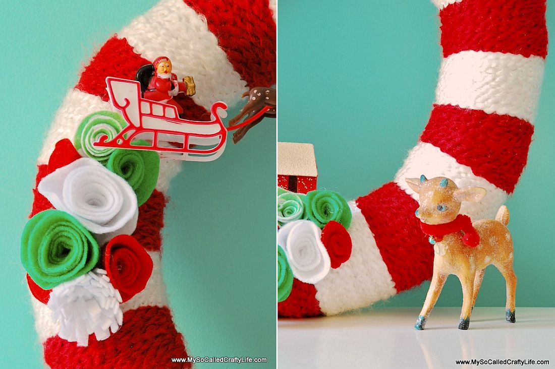 Beautiful-and-bright-retro-yarn-Christmas-wreath-idea